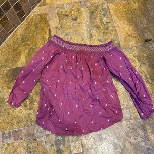 Abercrombie Maroon Off-Shoulder Women's Top